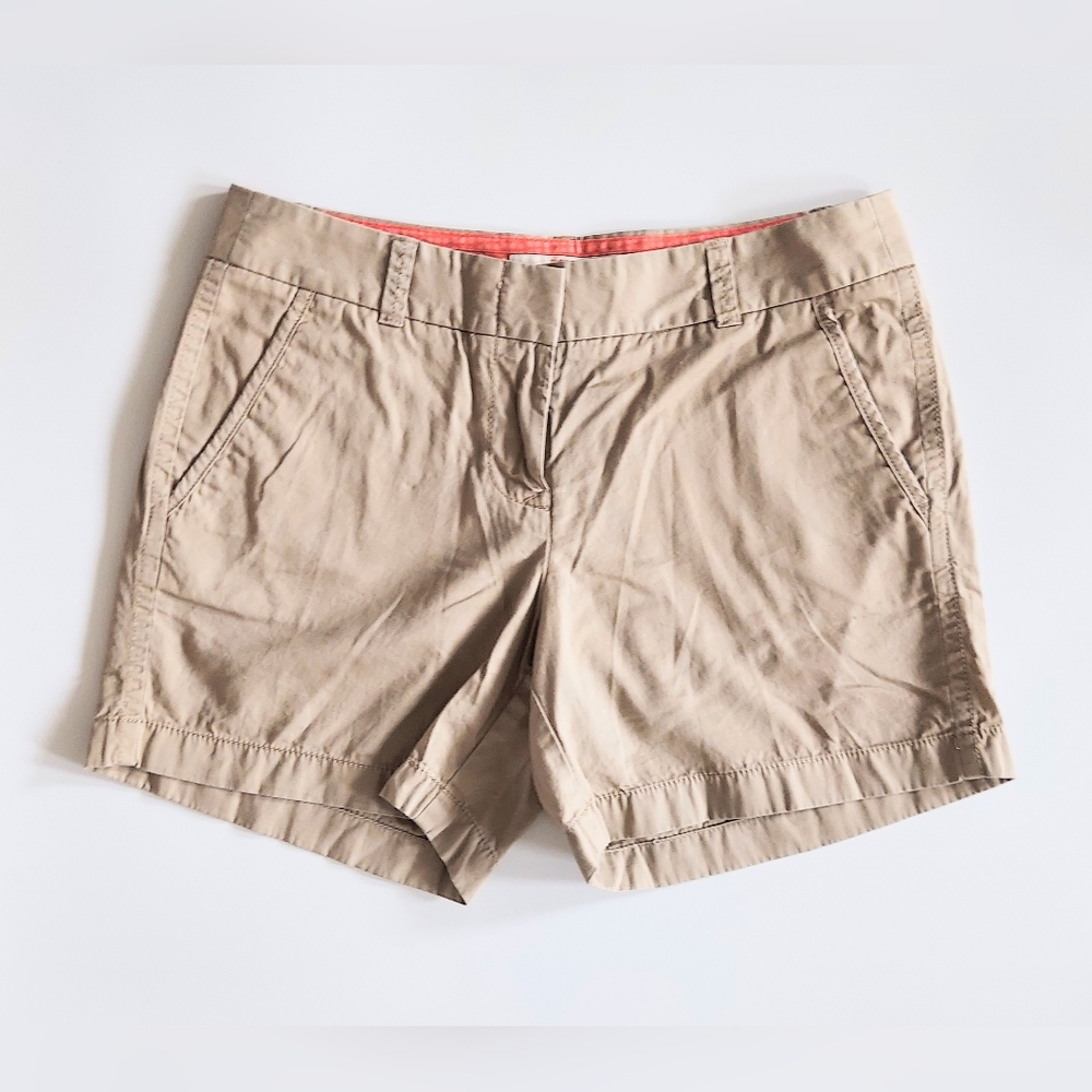 J. Crew Broken In Classic Chino Khaki Shorts Size 2 100% Cotton